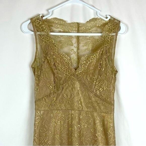 BCBGMaxAzria Sheer Gold Lace BodyCon Party Event Dress NWOT Size 4 - Picture 3 of 14